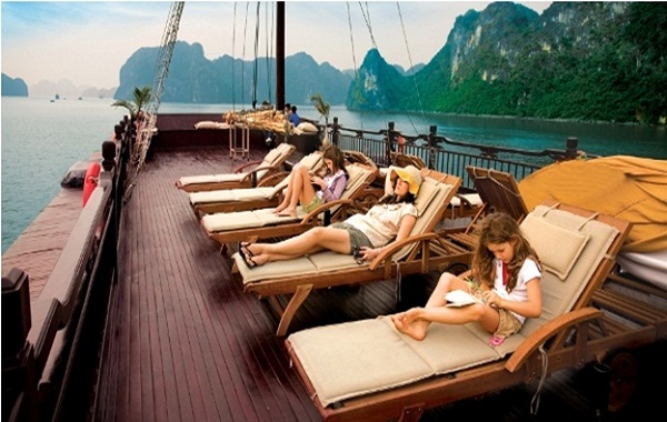 Relaxing on sundeck