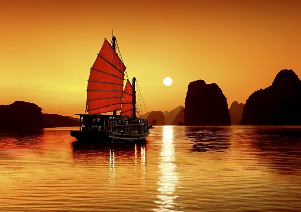 Halong Bay at sunset