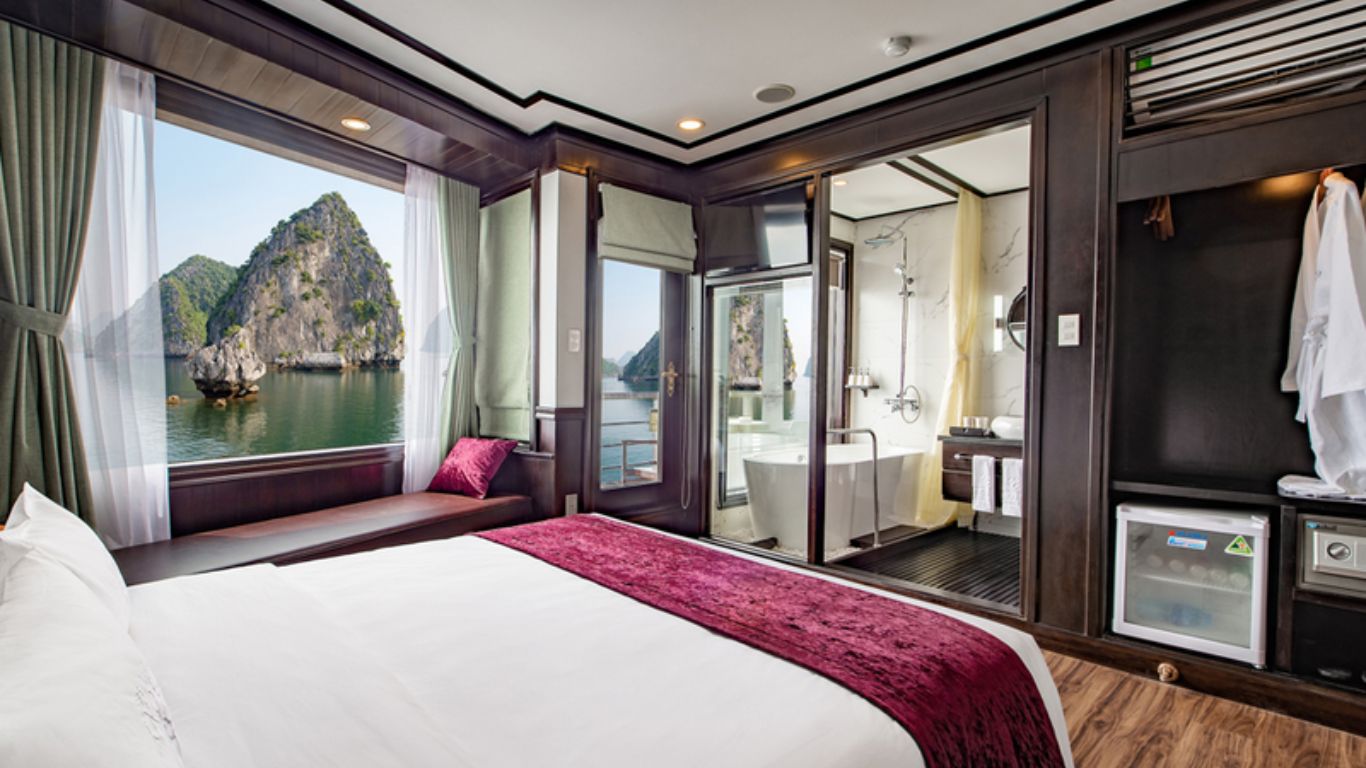 Interior of the Premium Deluxe Cabin with Balcony on the Peony Cruise