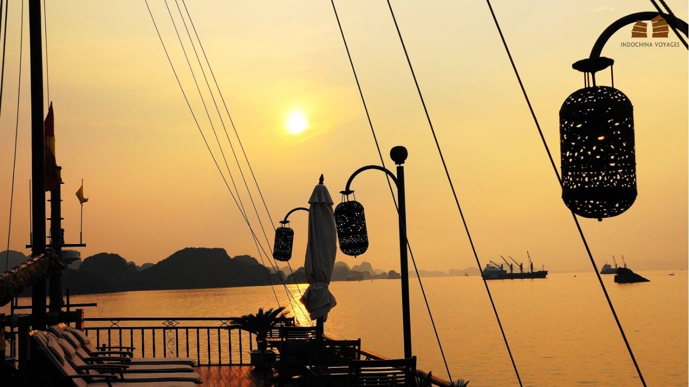 Sunset cruise in Halong Bay in March