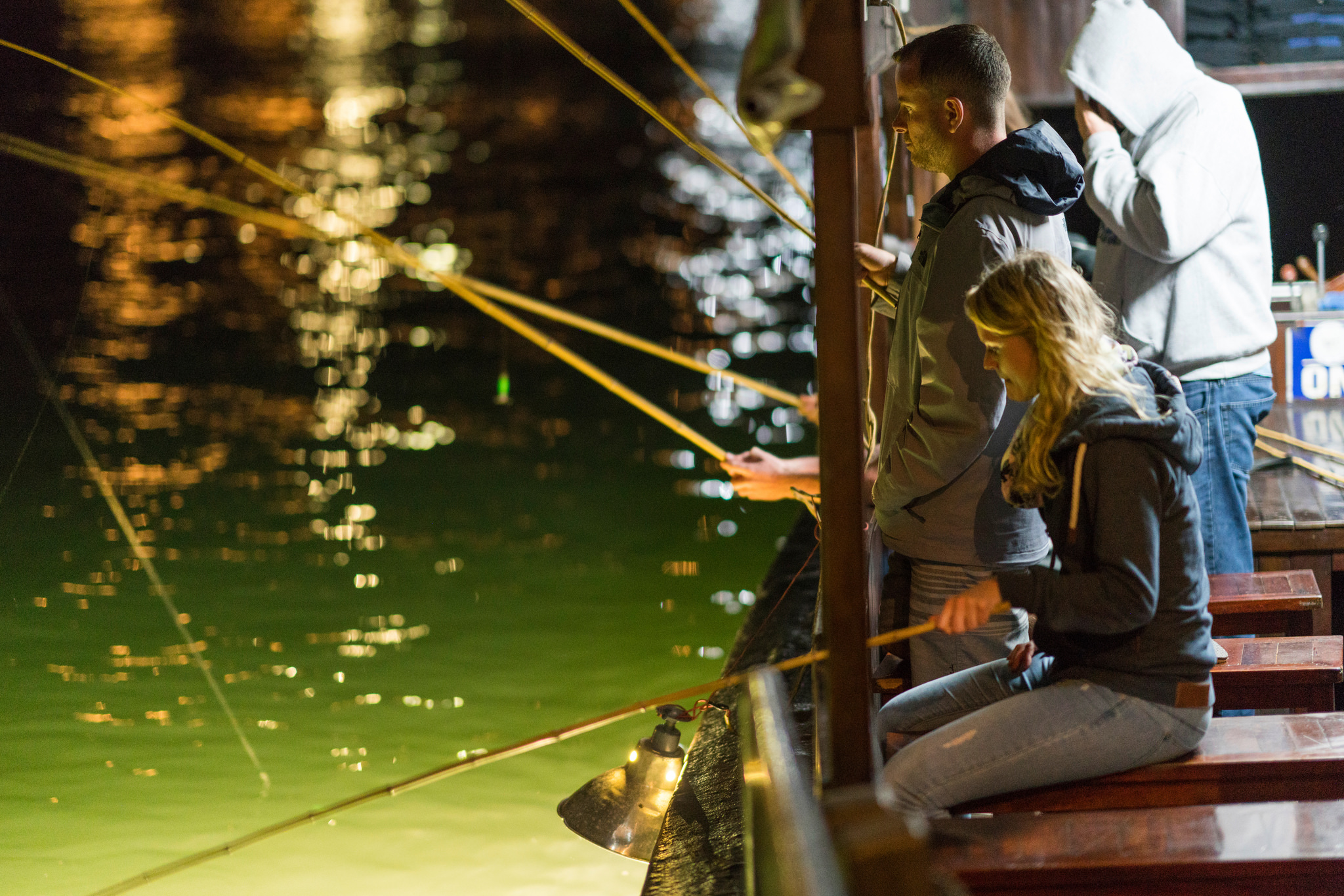 Squid fishing in Halong Bay in March