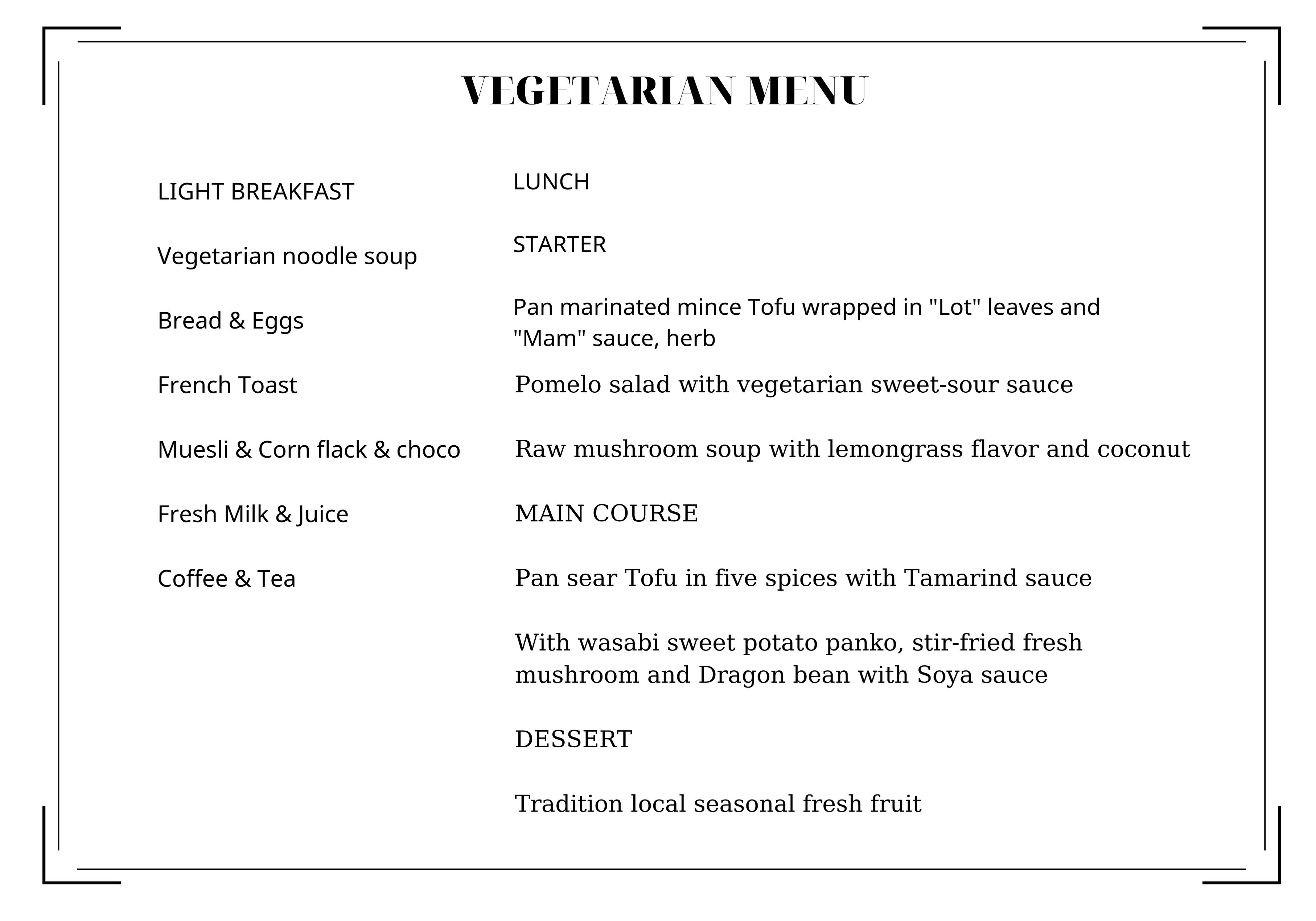 Vegan cruises menu