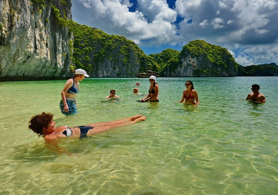 Swimming in Halong Bay