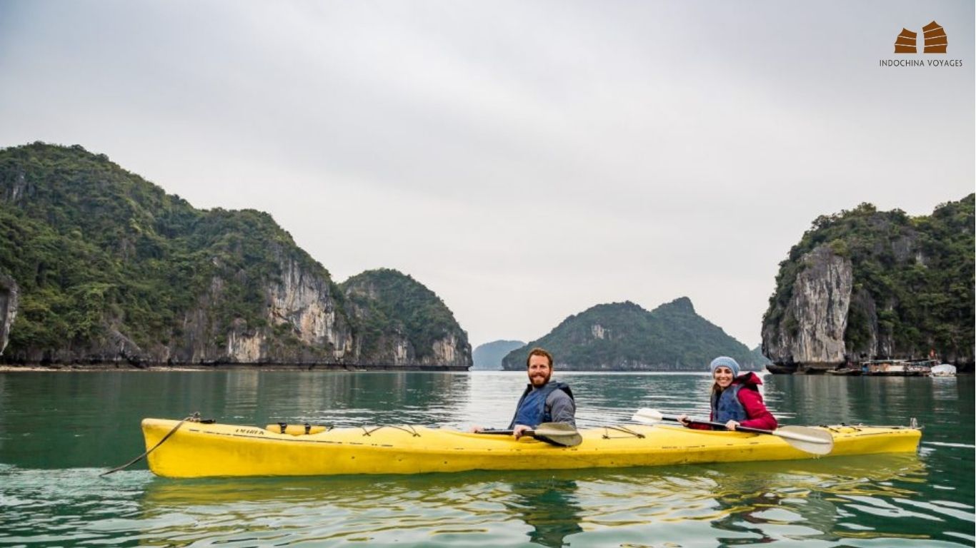 Kayak when take a Bai Tu Long bay cruise