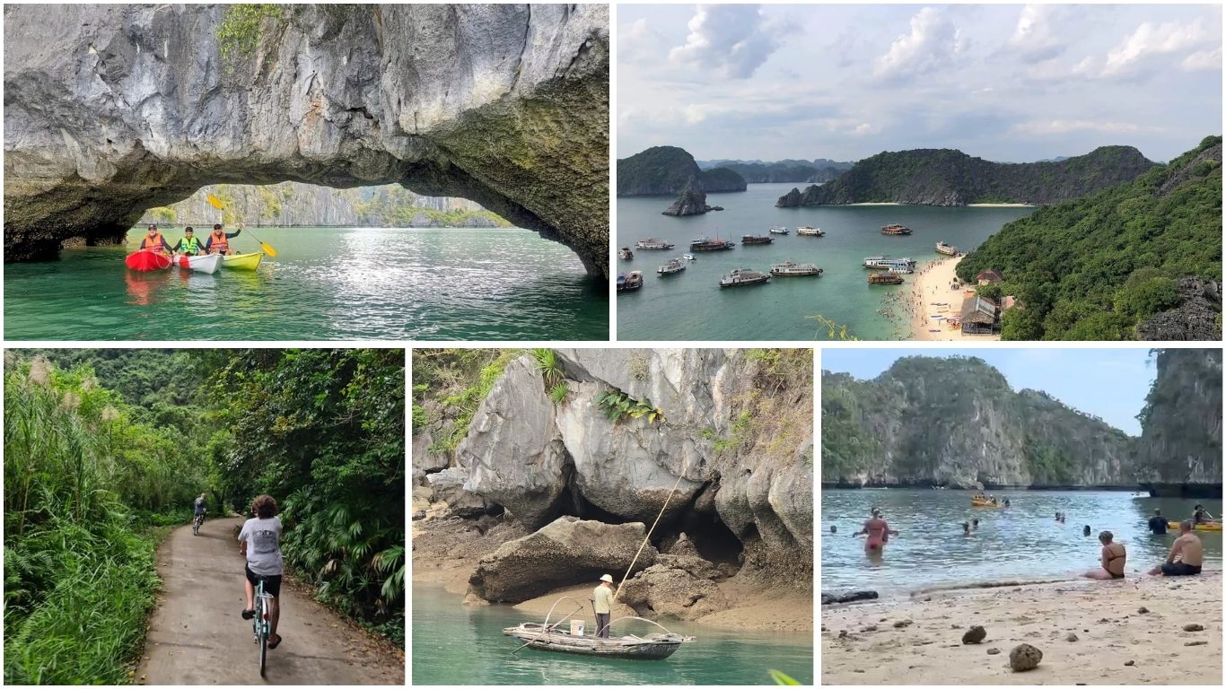 Kayaking, cycling, fishing village and beach activities in Cat Ba Island and Lan Ha Bay Vietnam